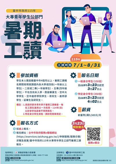 115年大專青年學生公部門暑期工讀